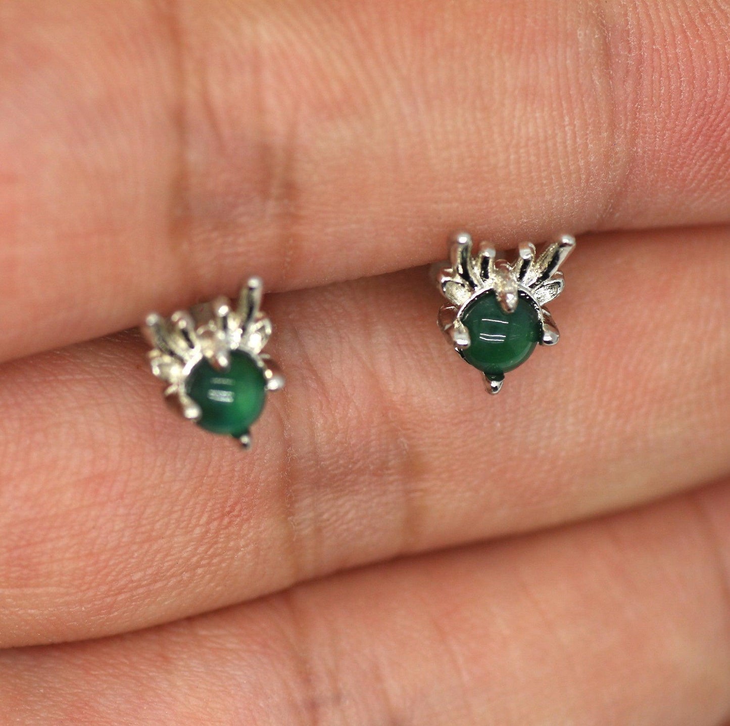 Type A Jadeite Jade Earrings s925 Silver Inlay X7-OO7M-HCTK - Jade-collector.com