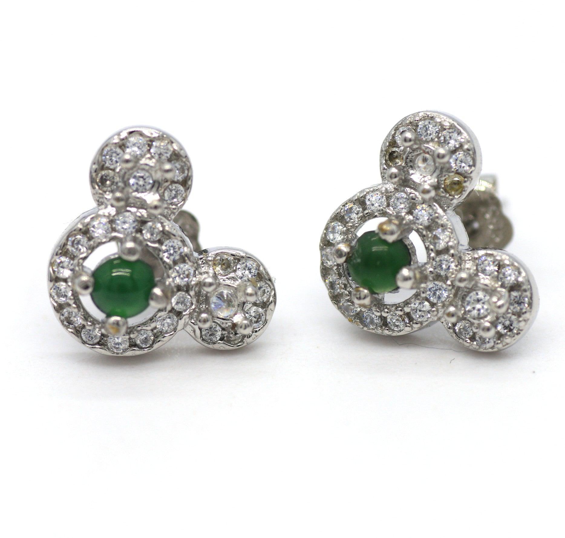 Type A Jadeite Jade Earrings s925 Silver Inlay LR-8MWZ-Z98K - Jade-collector.com