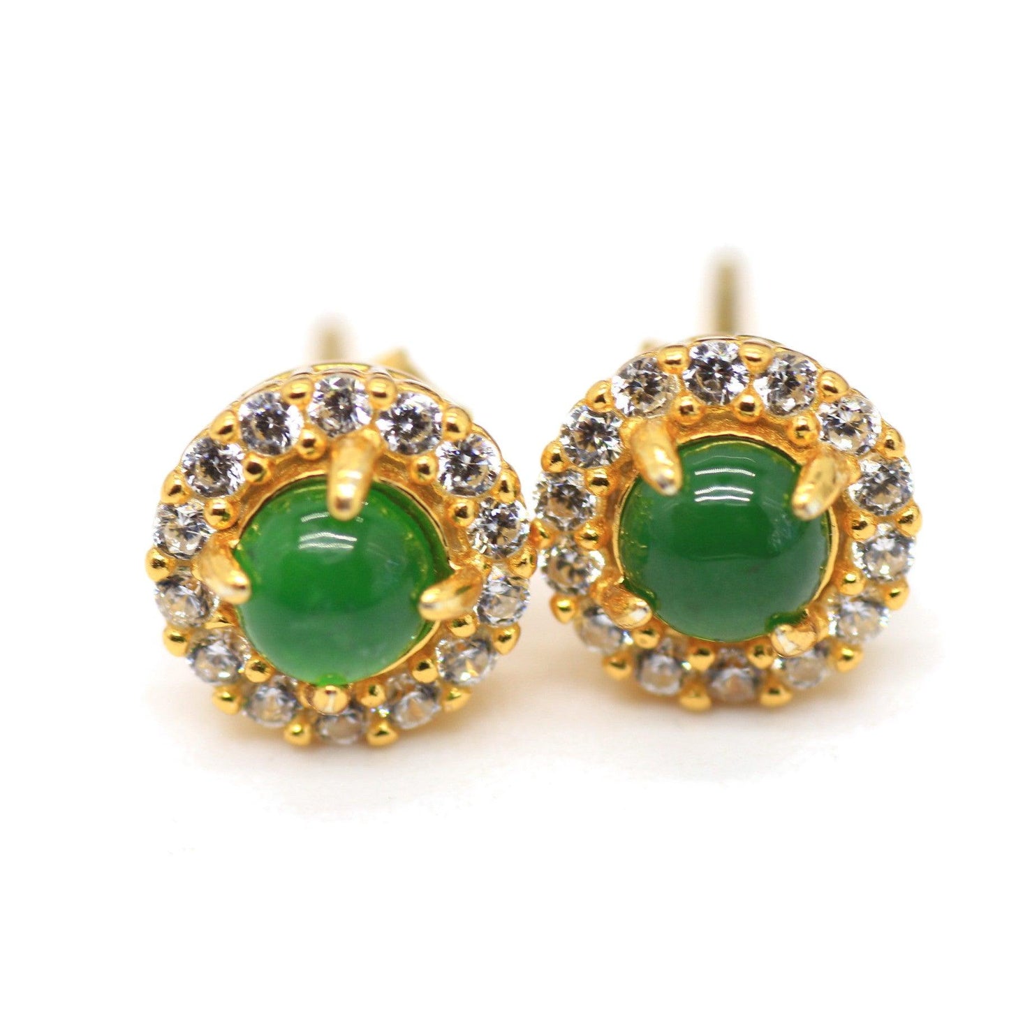 Type A Jadeite Jade Earrings s925 Silver Inlay M5-903K-V2UQ - Jade-collector.com