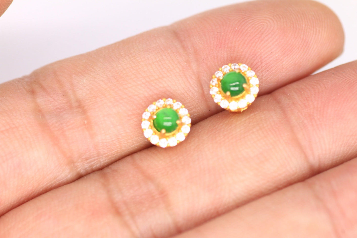 Type A Jadeite Jade Earrings s925 Silver Inlay M5-903K-V2UQ - Jade-collector.com