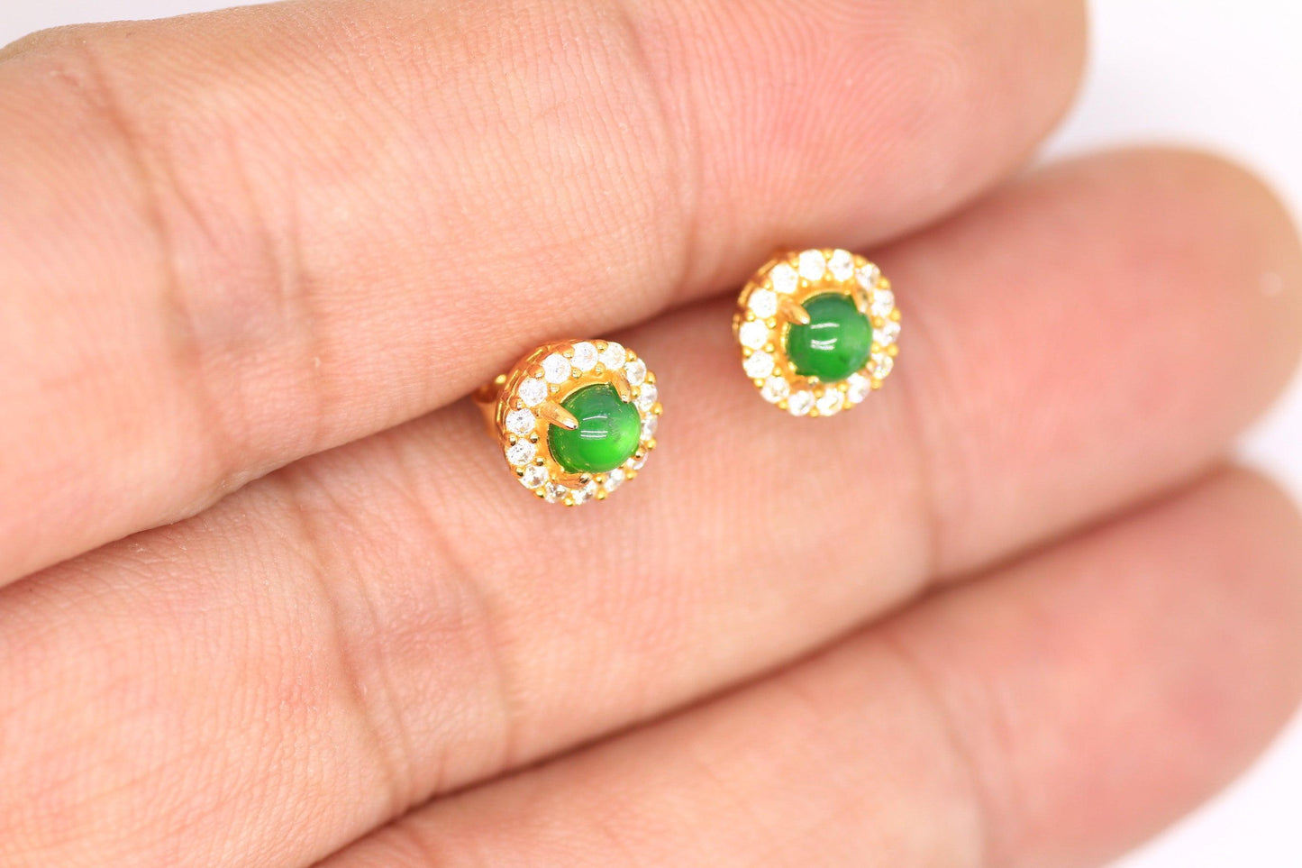 Type A Jadeite Jade Earrings s925 Silver Inlay M5-903K-V2UQ - Jade-collector.com