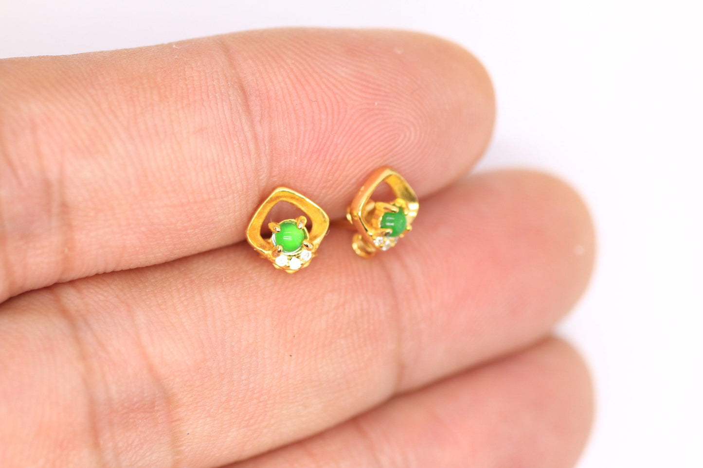 Type A Jadeite Jade Earrings s925 Silver Inlay ZH-DLAC-XUS9 - Jade-collector.com