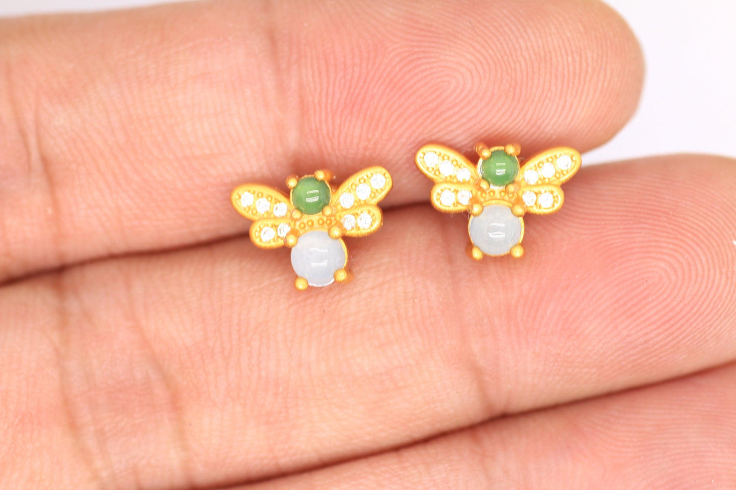 Type A Jadeite Jade Earrings s925 Silver Inlay M2-024Q-39TE - Jade-collector.com