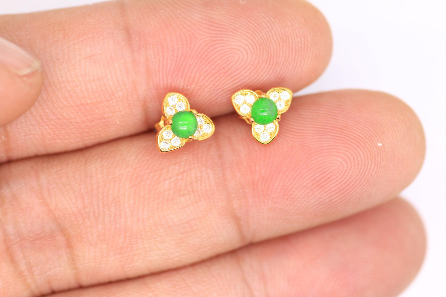 Type A Jadeite Jade Earrings s925 Silver Inlay FR-TSQQ-8CIS - Jade-collector.com