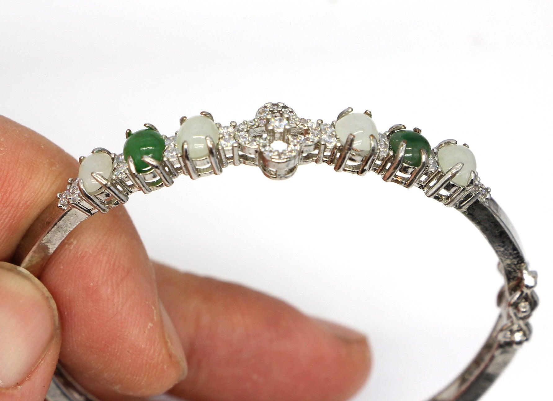 Type A Certified Jadeite Jade Metal Bangle - Jade-collector.com