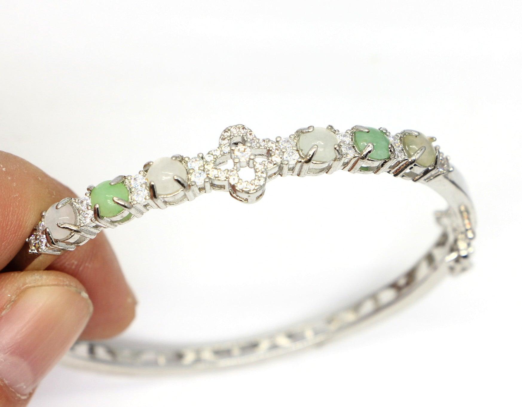 Type A Certified Jadeite Jade Metal Bangle - Jade-collector.com