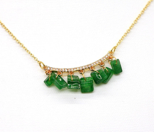Type A Jadeite Jade Inlay Necklace P4002S - Jade-collector.com