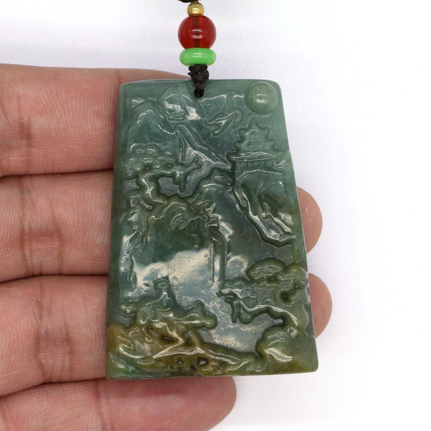 A Grade Jadeite Jade Pendants Landscape Series 天然緬甸玉A貨翡翠山水牌吊墜系列 LS0034 - Jade-collector.com