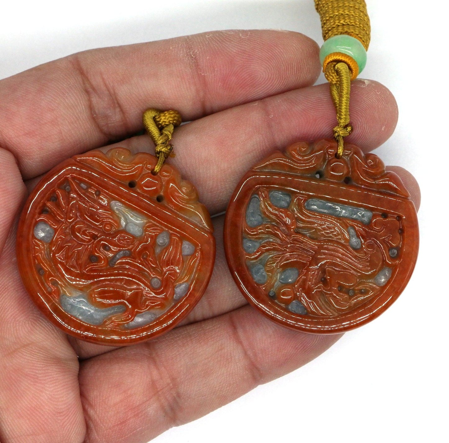 Type A Jadeite Jade Pendants Dragon Series (ONE PAIR) / pe10117 - Jade-collector.com