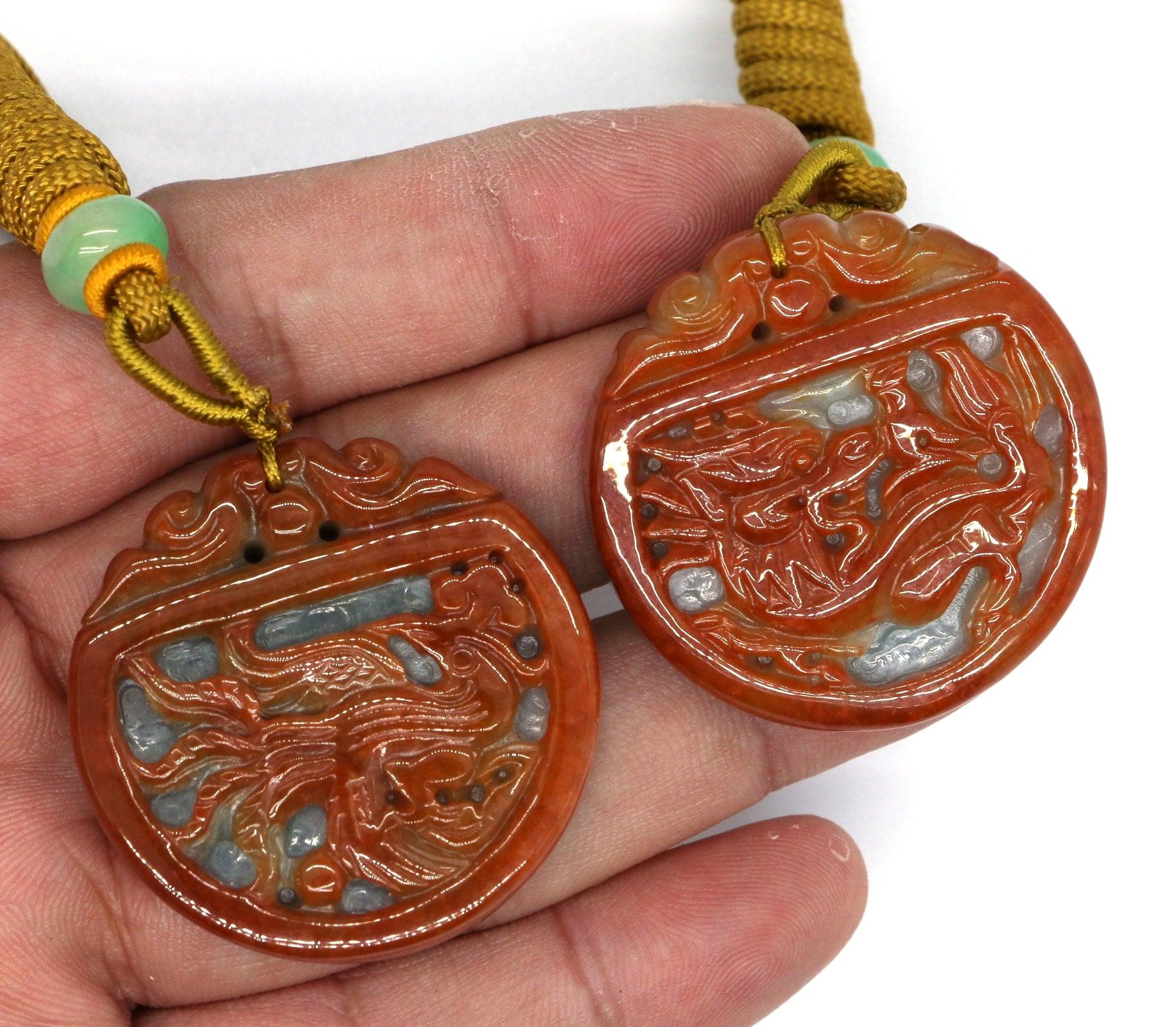 Type A Jadeite Jade Pendants Dragon Series (ONE PAIR) / pe10117 - Jade-collector.com