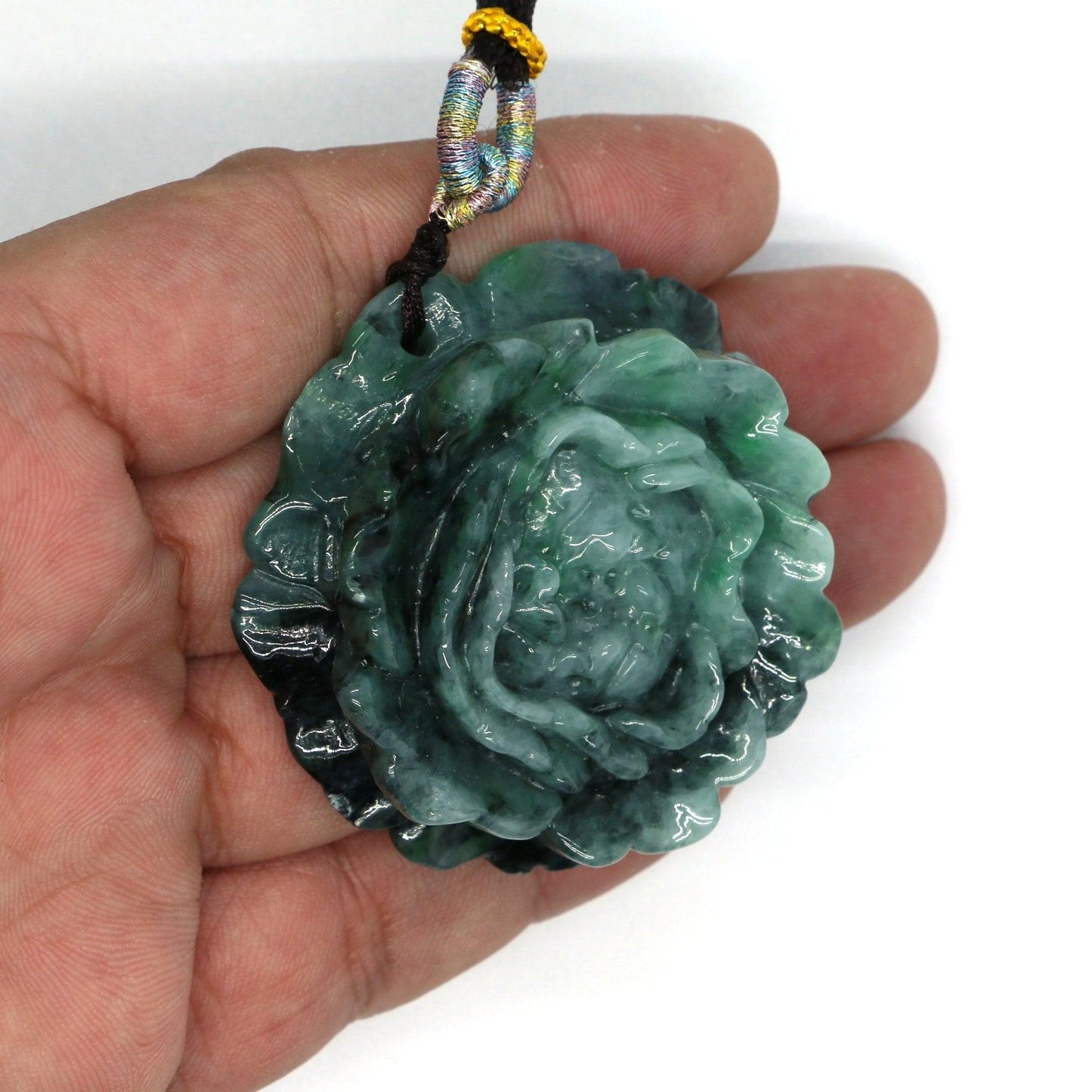 Type A Jadeite Jade Flower Pendants(Fullfill USA) B09BLTDMTX