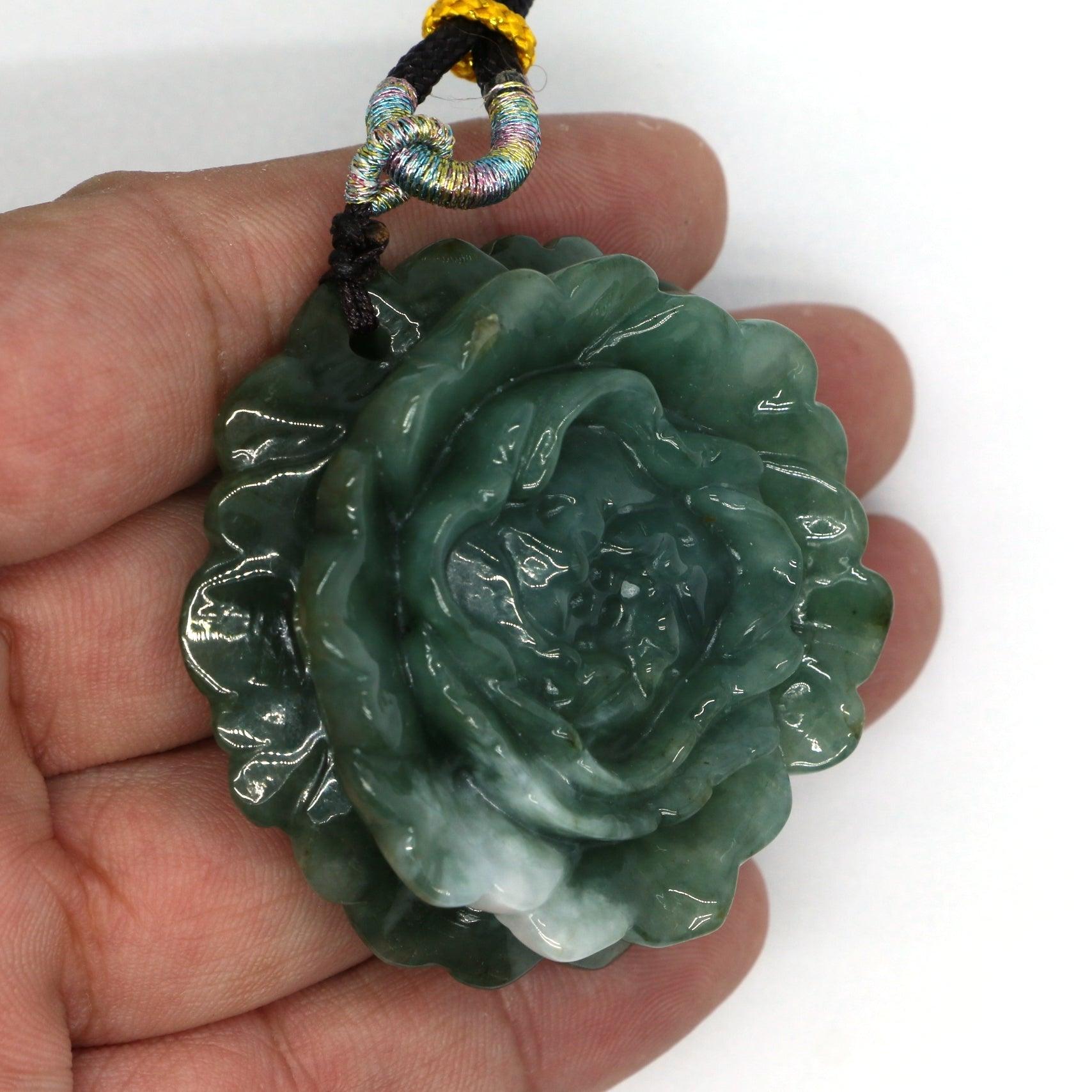 Type A Jadeite Jade Flower Pendants(Fullfill USA) B09BLRSXD6 - Jade-collector.com