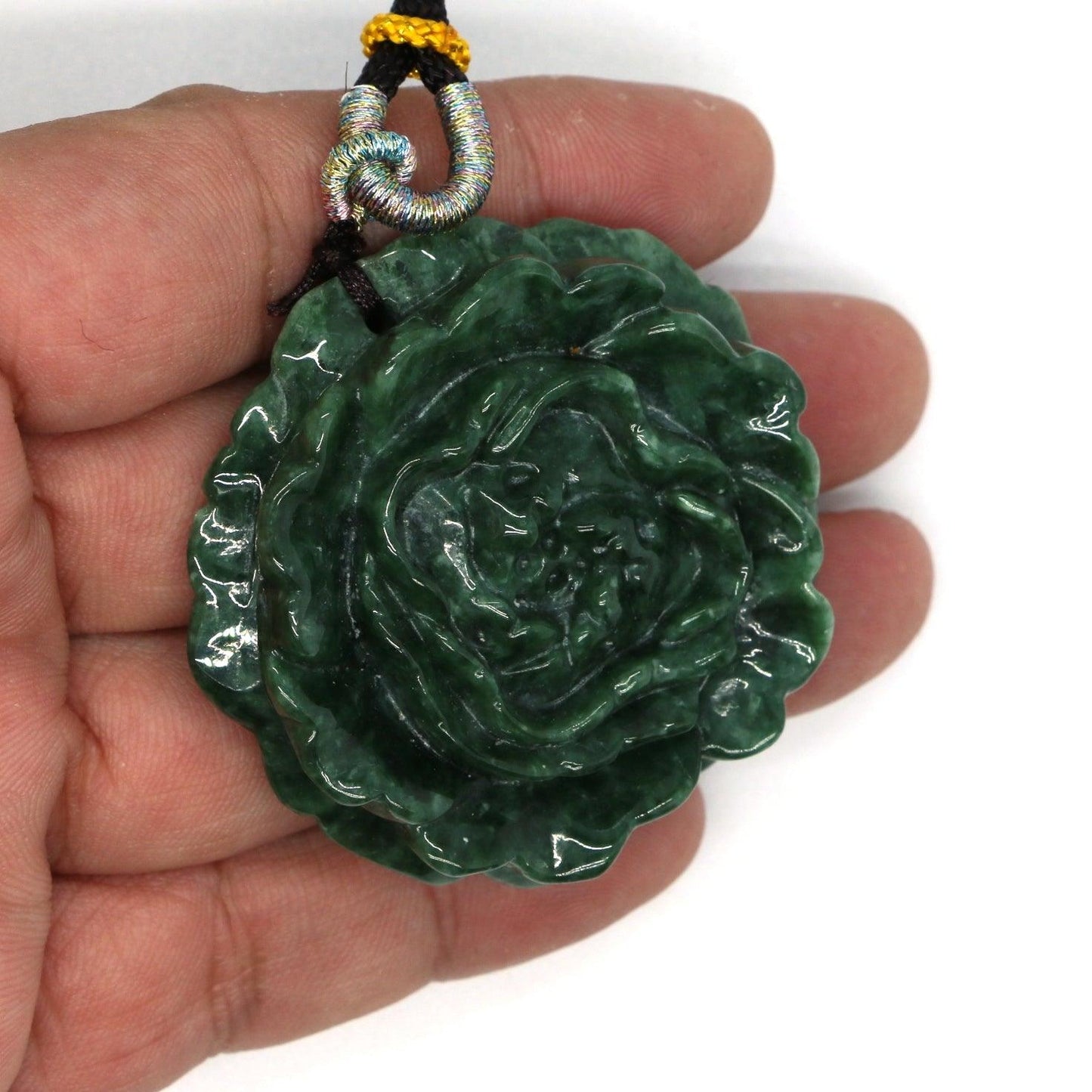 Type A Jadeite Jade Flower Pendants(Fullfill USA) B09BLVGYCC