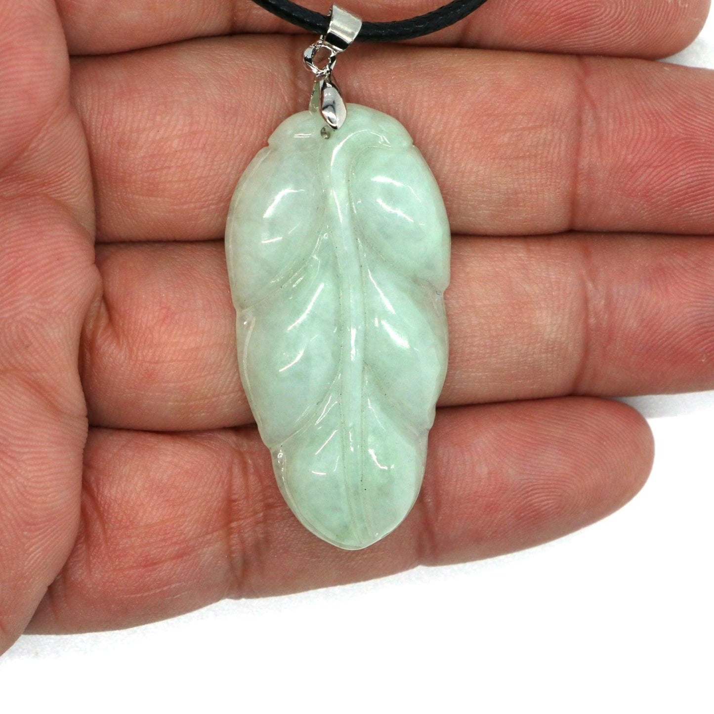 Type A Jadeite Jade Leaf Pendant Series (Fullfill USA only) B09K6DTQ3K