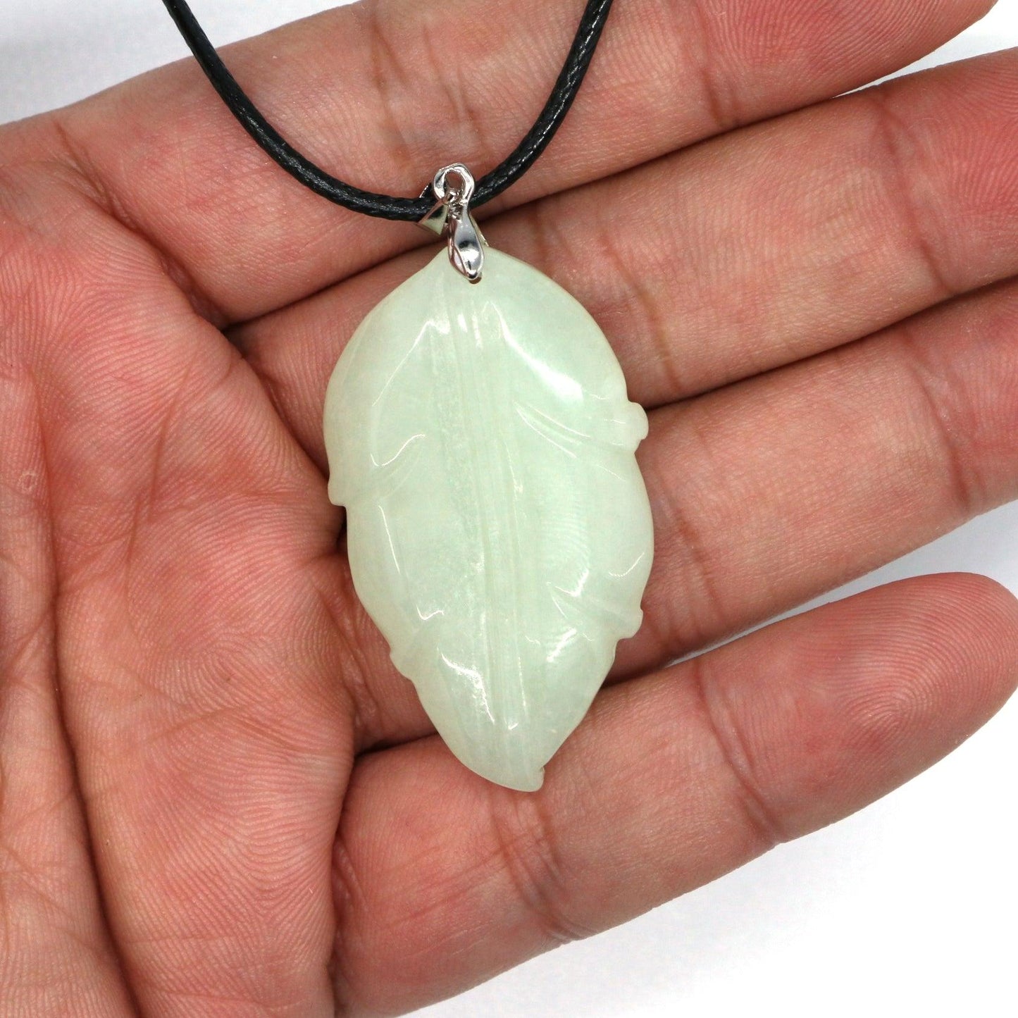 Type A Jadeite Jade Leaf Pendant Series (Fullfill USA only) B09K6DY48M