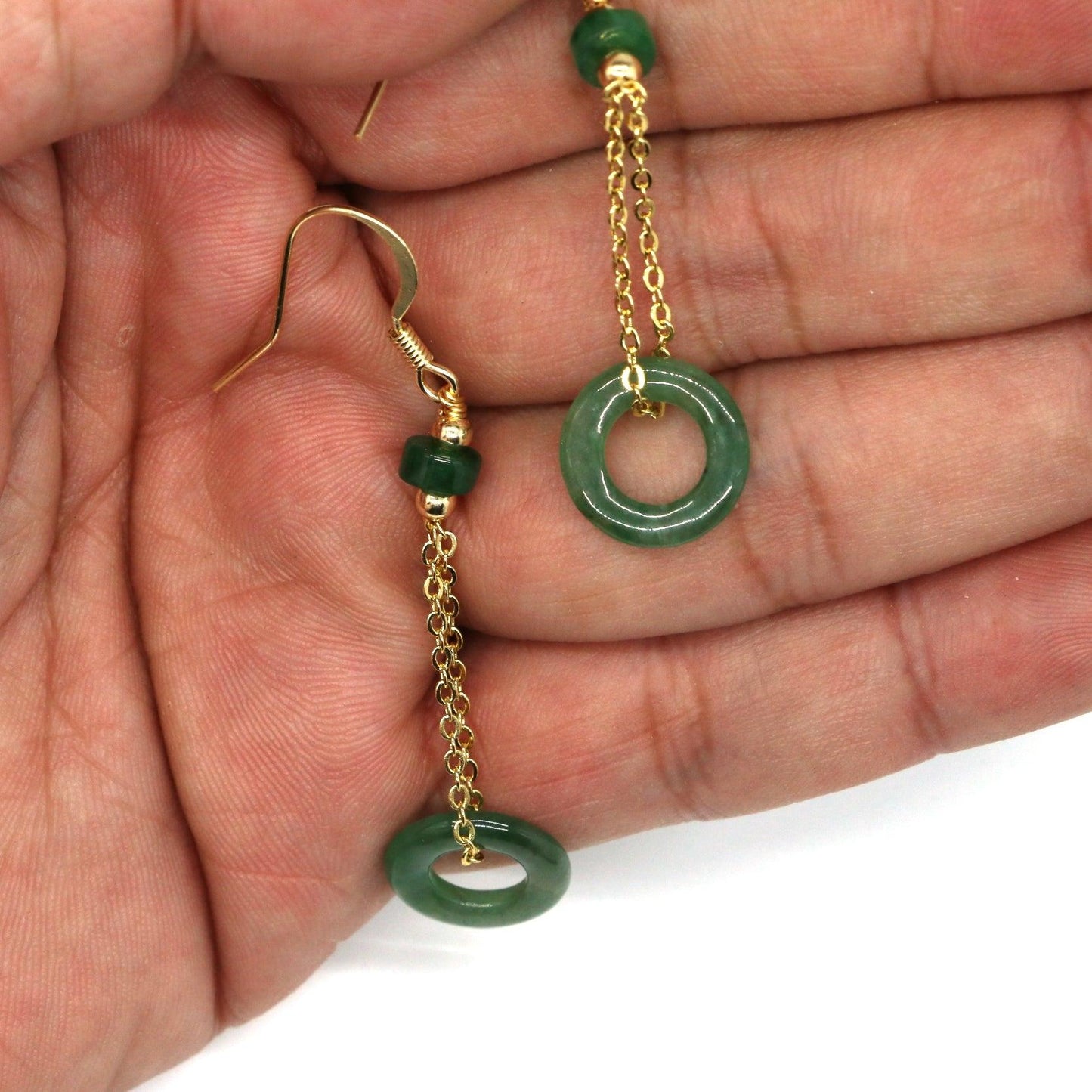 Type A Jadeite Jade Earrings Donut Series B09K6CN96Q