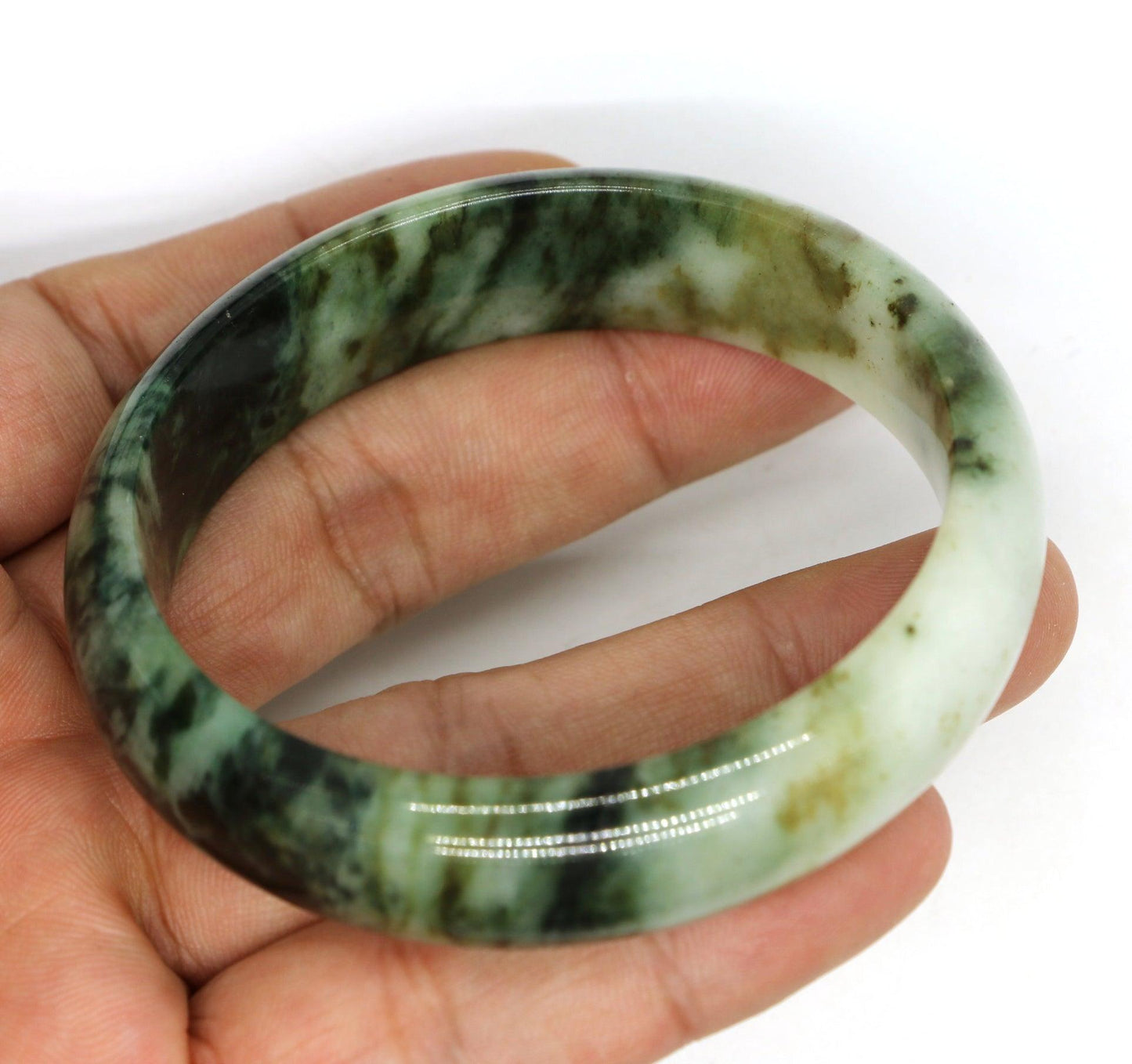 Type A Certified Jadeite Jade Bangle Size 56 -58mm B0BN7TBWWT - Jade-collector.com