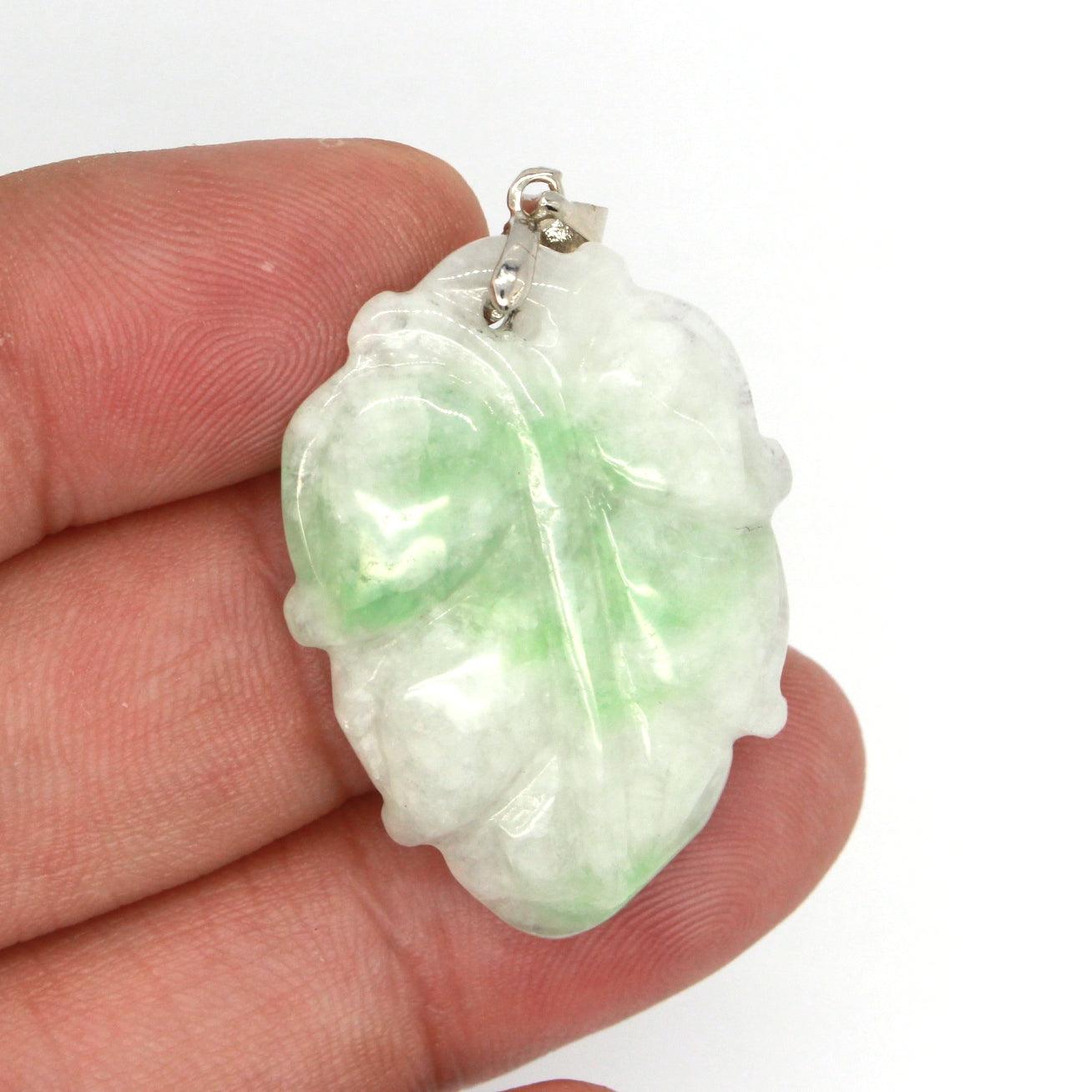 Type A Jadeite Jade Leaf Pendant Series (Fullfill USA only) B08QJDMZF6