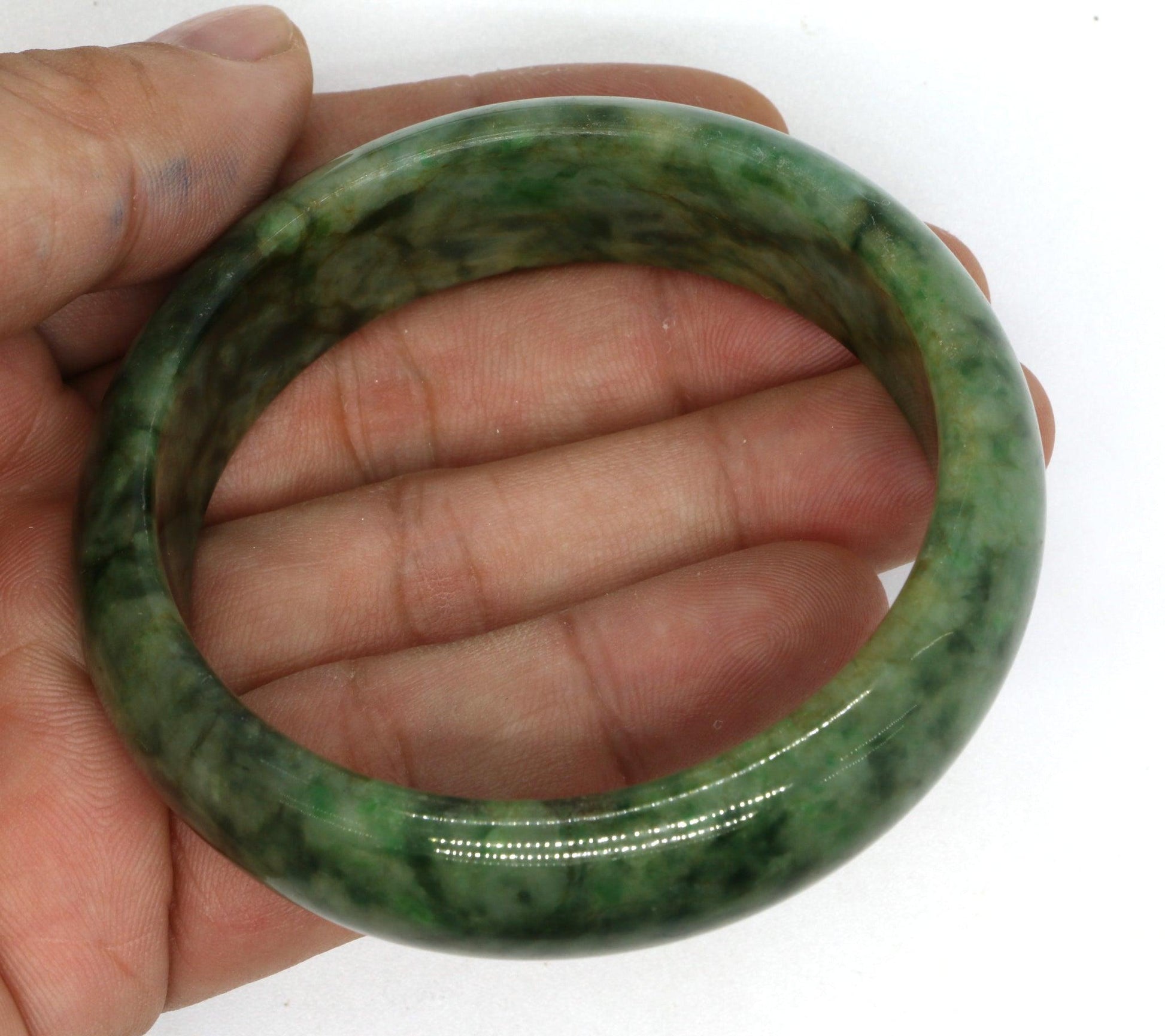 Type A Certified Jadeite Jade Bangle Size 56 -58mm B0BN9VV2QK - Jade-collector.com