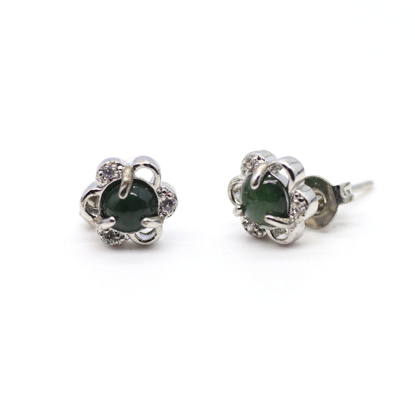 Type A Jadeite Jade Earrings s925 Silver Inlay 7N-B7YX-MF4L
