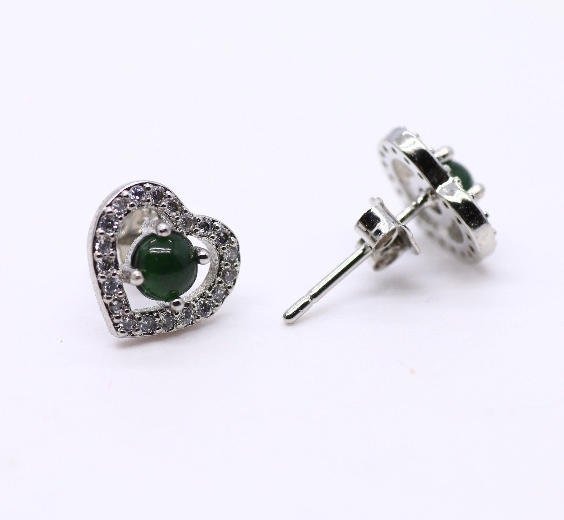 Type A Jadeite Jade Earrings s925 Silver Inlay FC-7QR4-9FOH - Jade-collector.com