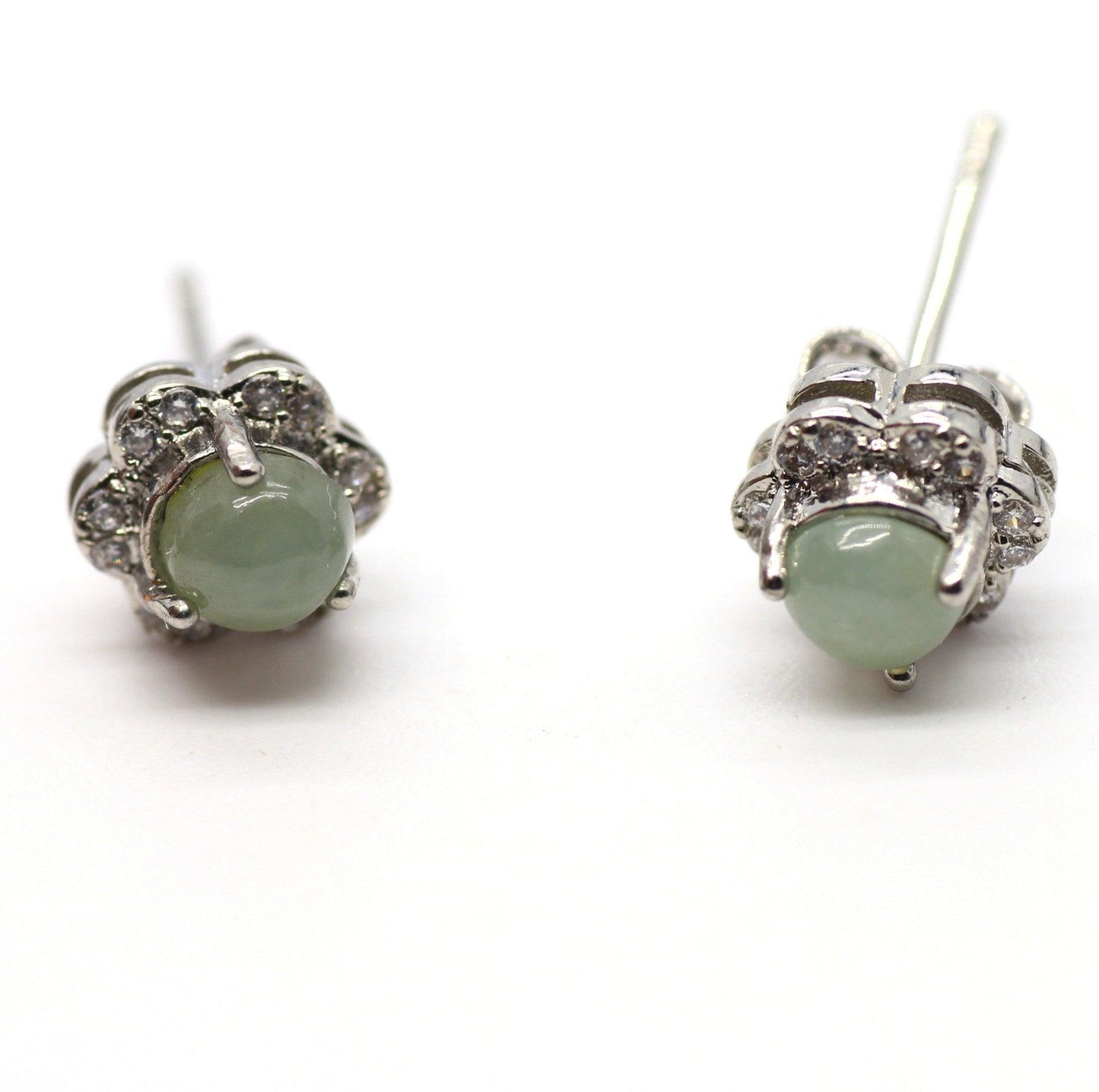Type A Jadeite Jade Earrings s925 Silver Inlay HG-D7YP-U5BK