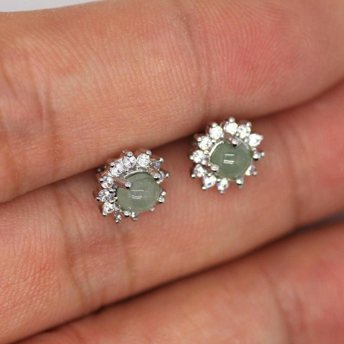 Type A Jadeite Jade Earrings s925 Silver Inlay 1J-BCZD-GLMQ