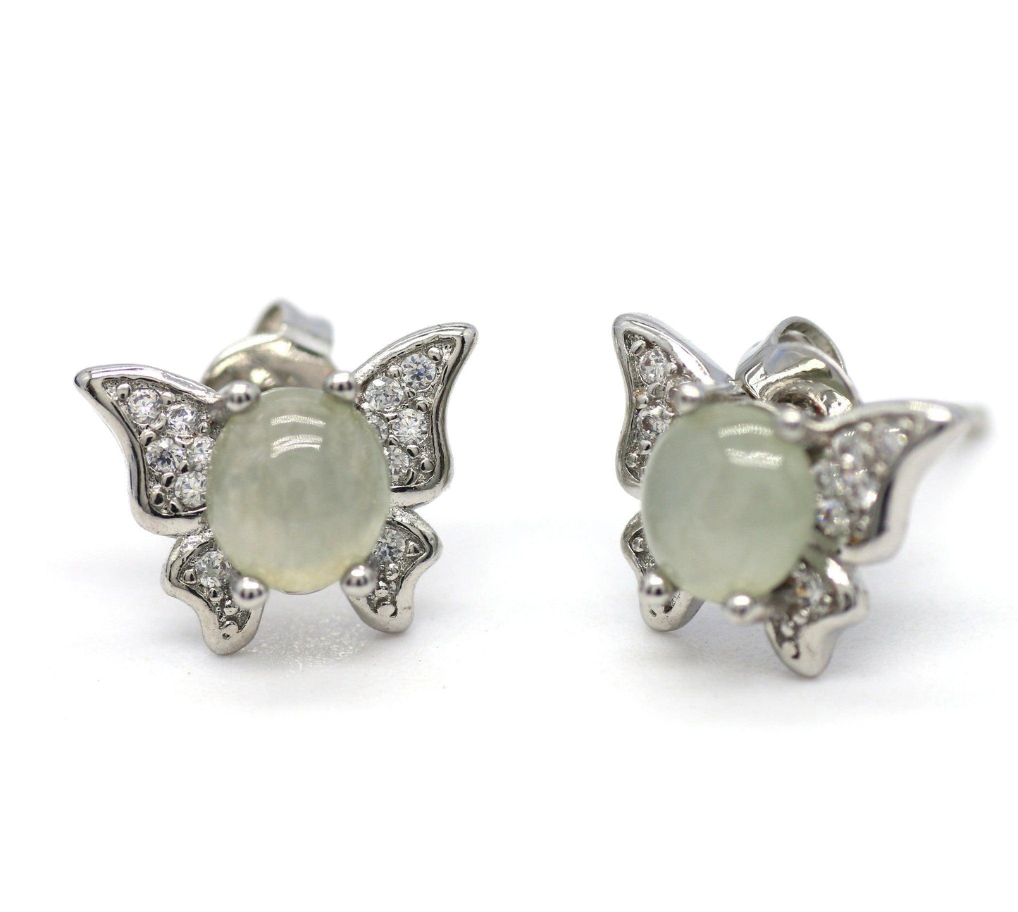 Type A Jadeite Jade Earrings s925 Silver Inlay 01-VGGN-G3HZ