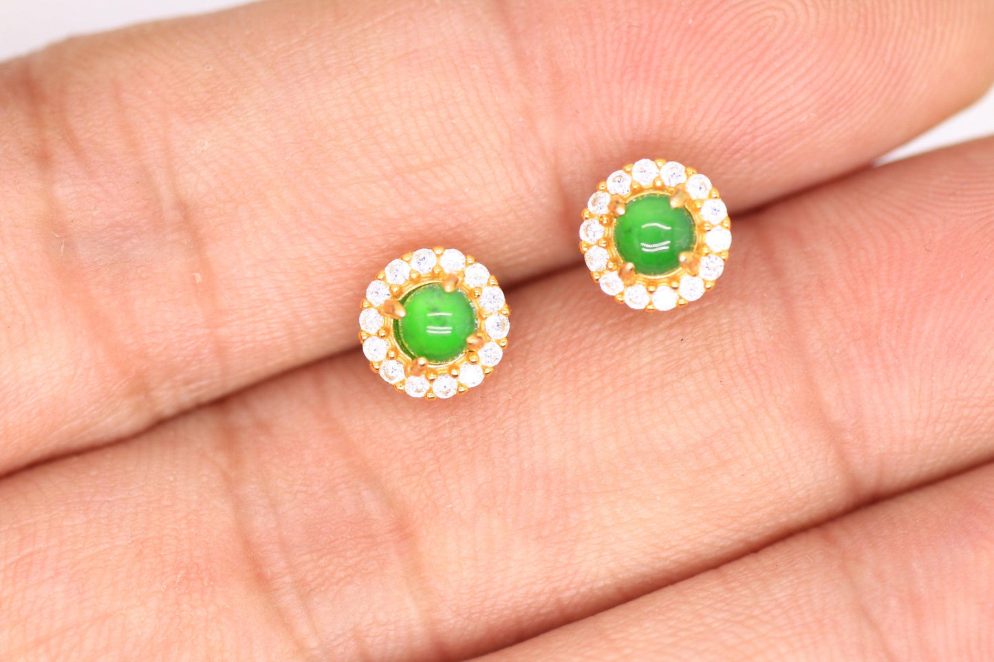 Type A Jadeite Jade Earrings s925 Silver Inlay  M5-903K-V2UQ